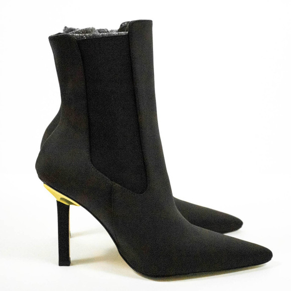 Good American Brown Chelsea Pointed Toe Heeled Ankle Boots Booties Size 7.5 - Picture 2 of 12
